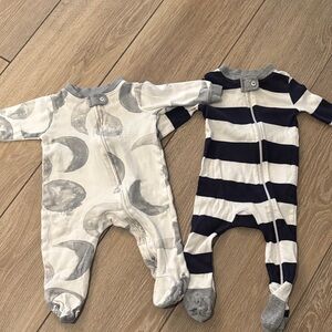 Striped and Moon Patterned Baby PJs